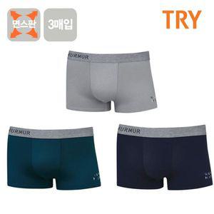 TRY 주니어 남성 면스판 솔리드 드로즈 팬티 3매입사각 남아 사각