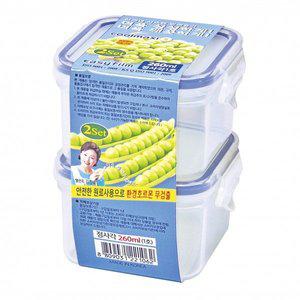 [기타]쿨맥시2 정사각 보관 밀폐용기 2p세트 냉장고정리 반찬통 250ml