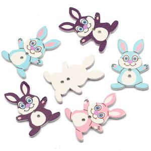 50Pcs 혼합 만화 토끼 공예에 대 한 2 구멍 나무 단추 바느질 의류 장식 DIY 액세서리