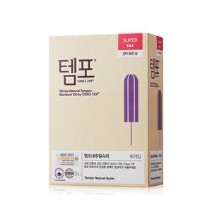 동아제약 순면탐폰 템포 체내형 생리대 유기농 순면 16개입 내추럴 슈퍼