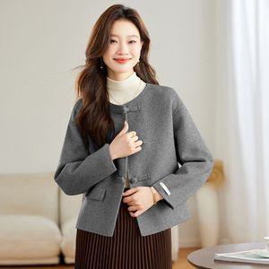 마요 여성모피코트 모피코트 가을 신상 라운드 긴팔 숏 더블 모직 코트 30 UNO3