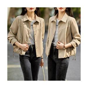 여성코트 가죽 코트 숏봄 가을 캐주얼 PU라이더 재킷 OOTD1