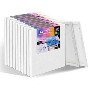 페인팅용 작은 신축 캔버스, 8x10인치 10팩, 트리플 프라이밍 화이트 블랭크 100% 면 아티스트 액자 캔버스 보드 페인팅, 아크릴 붓기, 유화 물감 건조 및 습식 아트 미디어