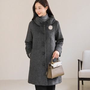 중년여성옷 엄마옷 여성 겨울 빅카라 알파카 빅사이즈 롱 자켓 코트 50대 마