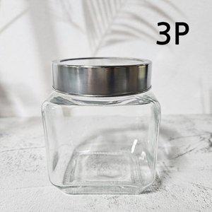 갤러리아 사각 유리병 550ml 3P 밀폐용기 저장용기 견과류병