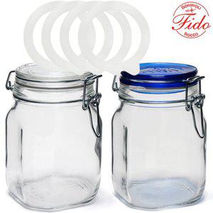 갤러리아 보르미올리 유리 밀폐용기 투명 1000ml 1P+블루 1000ml 1P+패킹 4P