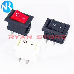 KCD11 로커 스위치 미니 푸시 단추 ON-OFF 2 핀 3 250VAC 10x15mm 블랙 레드 화이트 100 개