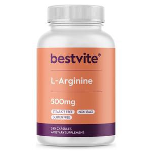 BESTVITE L-아르기닌 500mg (240캡슐) - 마그네슘 스테아레이트 없음 - 이산화규소 없음 - 필러 없음 - GMO