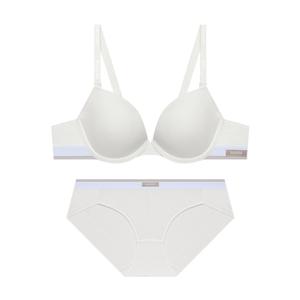 게스언더웨어 아이스 골지밴드 브라 팬티 편안한 세트 - 화이트