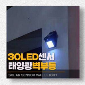 센서 태양광벽부등 3.7V 1200mAh 30LED야외조명 정원 팬션등 주차장등 현관등 센서등