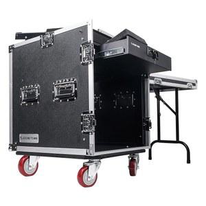 사운드 타운 고품질 1 /2 u201D (12mm) 12U PA DJ Pro 오디오 랙 /도로 ATA 케이스, 11U 슬랜트 믹서 탑, 잠금 서랍, 사이드 테이블, 20.2 u2019 u2019 랙 가능 깊이 및 캐스터 (STMR-12TD2)