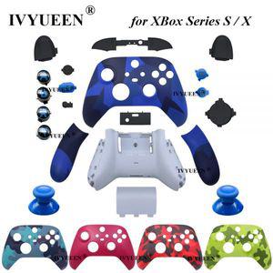 IVYUEEN Xbox 시리즈 X S 컨트롤러 케이스용 교체 하우징 쉘 핑크 블루 카모 페이스 플레이트 커버 RB LB R
