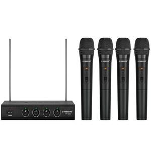 페닉스 프로 무선 마이크 시스템, 4채널 VHF 마이크, w / 휴대용 동적 4개, 금속 수신기, 장거리, 노래, 노래방, 교회용 마이크(PTV-2000A)