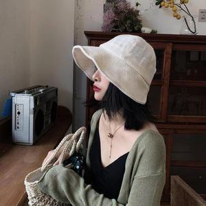 [XB7J7908]린넨 데일리 버킷햇 1P 여성 여름 모자 벙거지