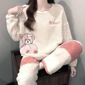 디자인 잠옷 겨울잠옷 스마일 곰돌이 홈웨어 따뜻한