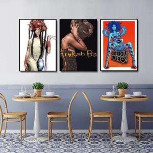 Erykah Badu 가수 포스터, 프레임리스 크래프트 클럽 바 페이퍼, 레트로 벽화, 침실, 서재 장식 그림