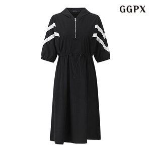 [GGPX]후드 반집업 스트링 반팔 여성 롱 원피스 (GOBOW031D)