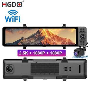 거치형 TV 모니터 대시 캠 전면 내부 백업 3 방향 DVR 자동차 비디오 녹음기 GPS 와이파이 백미러 CH 2.5K