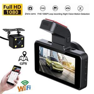 차량용 대시 캠 자동차 DVR 와이파이 풀 HD 1080P 후방 보기 비디오 녹음기 블랙 박스 GPS 로거
