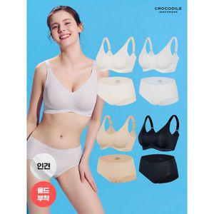 [하프클럽/크로커다일 이너웨어](4세트) 인견 V넥 몰드부착 스트랩 감탄브라 팬티 8종