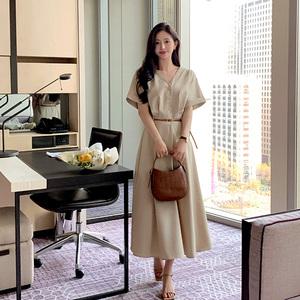 681efb26e4afb (브랜드퀄리티/벨트세트/격식룩) 르세라 핀턱 벨트세트 반팔 롱 플레어 원피스 op16037