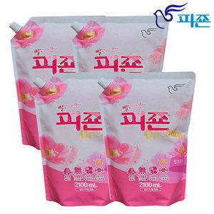 피죤 섬유유연제 리필 2100ml 4개 핑크로즈 블루비앙카 옐로미모사