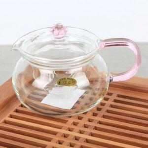 핑크장미 원형 유리 차주전자 티포트 450ml 찻잔 다도구 다관 다기