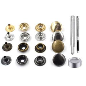금속 스냅 패스너 키트 스냅 단추 프레스 스터드 캡 캔버스 가방 청바지 가죽 DIY 공예 15mm 100