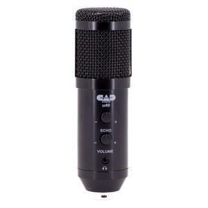 헤드폰 모니터 및 에코가 있는 CAD 오디오 U49 USB 대형 사이드 주소 스튜디오 마이크,블랙