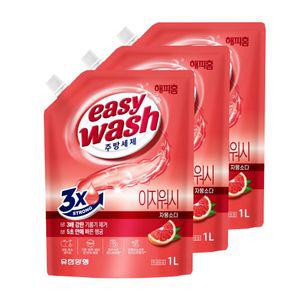 유한양행 해피홈 이지워시 1L 리필 3개 자몽소다