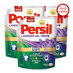 퍼실 액체세제 딥클린 라벤더젤 듀얼 (드럼/일반 겸용)리필 1.8L x3개