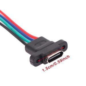 케이블 포함 USB 3.1 C 타입 4 핀 방수 암 소켓 포트  나사 구멍  고속 충전 인터페이스  커넥터