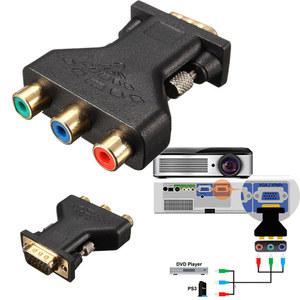 영상선 VGA RCA 커넥터 변환기 수 3 RGB 비디오 암에서 HD 15 핀 잭 어댑터 플러그