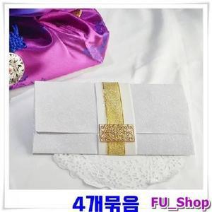 ForU527 금장식띠지 용돈봉투 현금봉투 백색 명절봉투 4개 축하봉투 설날봉투