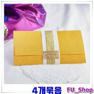 ForU528 금장식띠지 용돈봉투 현금봉투 황색 세뱃돈봉투 4개 축하봉투 명절봉투 돈봉투