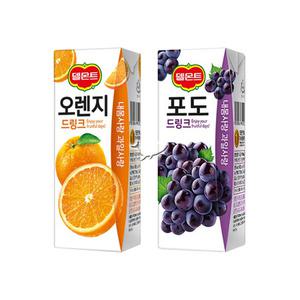 델몬트 드링크팩 2종 190ml 오렌지/ 12팩+포도/ 12팩 총24팩