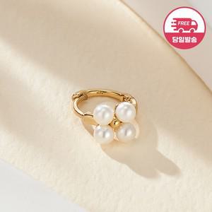 당일발송 14K 클로버 진주 플라워 원터치 링 피어싱 한쪽 JAE40798