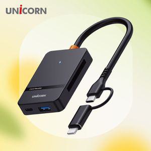 6in1 통합멀티리더기 USB3.2 Gen1 C앤8핀 XC-7000M SD 카드 카메라전송 모바일 휴대용 데이터 블박 이북 US