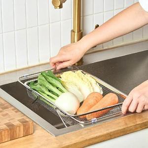[바겐슈타이거] 스텐304 슬라이딩 메쉬 바스켓 중 물빠짐 설거지 식기 건조대
