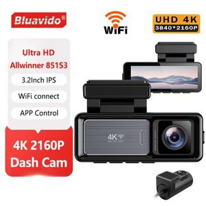 Wi-Fi, G-센서, 나이트 비전, 후방 뷰, 24시간 주차 모니터 기능을 갖춘 Ultra HD 4K 전면 및 1080P 후면