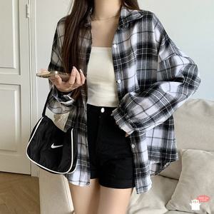 체크셔츠 체크남방 여성 가을 캐주얼 체크 셔츠 오버핏 루즈핏 남방 긴팔