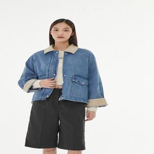 [LAP] AP1DZ260 빅 카라 배색 데님 자켓