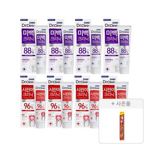 2080 닥터크리닉 시린이 치약 140g, 4개 + 미백 치약 120g, 4개 + 증정(토탈케어 칫솔, 일반모, 1개)