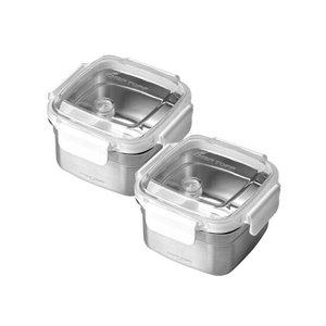 글라스락 셰프토프 클린숨 스텐밀폐용기 화이트 880ml 2조