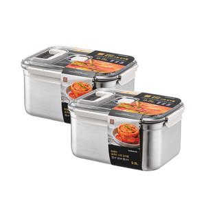 (2개세트)NEW 숨쉬는 스텐 김치통 직사각 9.8L (LST834BS2)