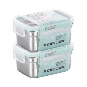 [스텐락]1+1 스텐락 국산 스텐밀폐용기 퓨어 직사각 4호 540ml