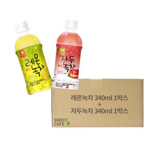 웰그린 레몬녹차 340ml 20개 + 자두녹차 340ml 20개 [2BOX] 편의점음료수 체육대회간식