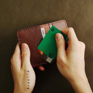 수제 가죽 4장 카드지갑 오일풀업 브라운 남성지갑 가죽지갑 미