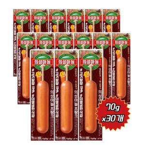롯데햄 의성마늘 프랑크 70g x30개 탱글한 식감 소시지