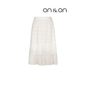 [온앤온][온앤온] 뒷밴딩 체크 시스루 롱스커트(JW2MS440)